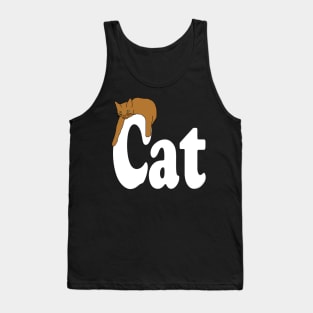 Cat Draped White Text Tank Top